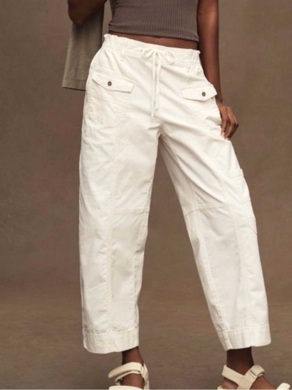 Anthropologie Wide-Leg Cargo Pants in White